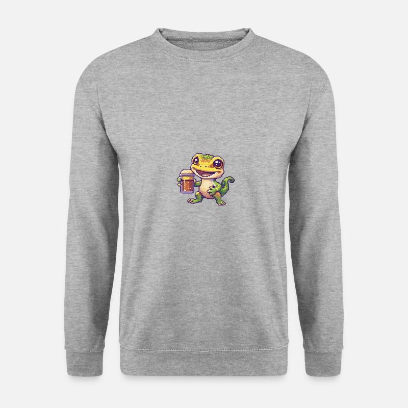 Echse Bier Pixel - Unisex Pullover - Weißgrau meliert