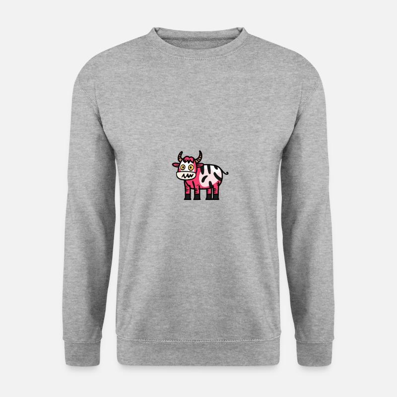 Kuh Halloween Tier - Unisex Pullover - Weißgrau meliert