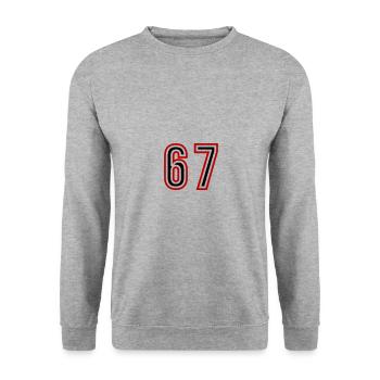 67 Number Years Jersey - Unisex Sweatshirt - salt & pepper - Front - Alina (178cm) & Michal (187cm)