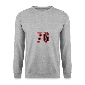 76 Number Years Jersey - Unisex Sweatshirt - salt & pepper - Front - Alina (178cm) & Michal (187cm)