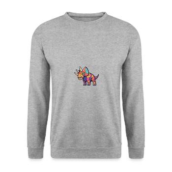 Dinosaurier triceratops Halloween Lustig - Unisex Pullover - Weißgrau meliert - Vorne - Alina (178cm) & Michal (187cm)