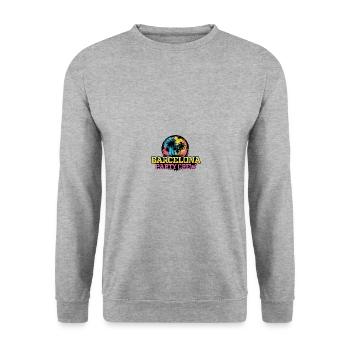 L’équipe de Barcelona Party Crew - Sweat-shirt Unisexe - gris chiné - Devant - Alina (178cm) & Michal (187cm)