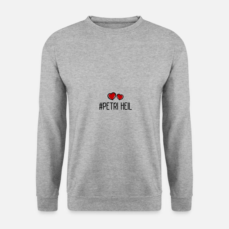 Petri Heil Herz Fischen - Unisex Pullover - Weißgrau meliert