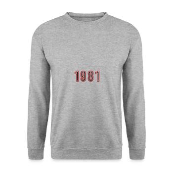 1981 Jahr Zahl - Unisex Pullover - Weißgrau meliert - Vorne - Alina (178cm) & Michal (187cm)