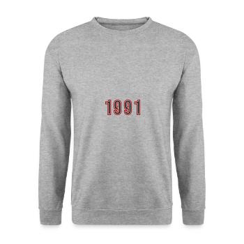 1991 Year Number - Unisex Sweatshirt - salt & pepper - Front - Alina (178cm) & Michal (187cm)