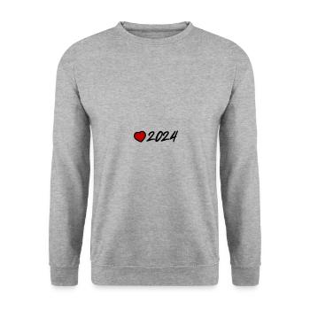 2024 année Cœur - Sweat-shirt Unisexe - gris chiné - Devant - Alina (178cm) & Michal (187cm)