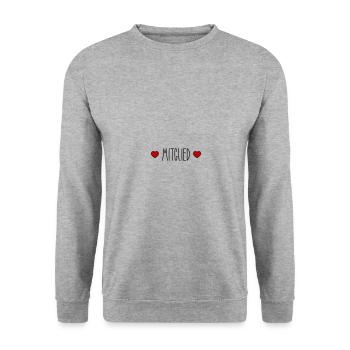 Mitglied Herz - Unisex Pullover - Weißgrau meliert - Vorne - Alina (178cm) & Michal (187cm)