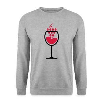 02 Glas Wein Weintrauben - Unisex Pullover - Weißgrau meliert - Vorne - Alina (178cm) & Michal (187cm)