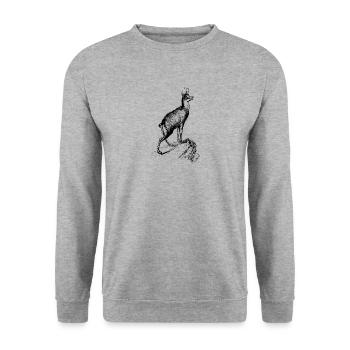 antilope antelope impala hartebeest kudu oryx papa - Unisex Pullover - Weißgrau meliert - Vorne - Alina (178cm) & Michal (187cm)