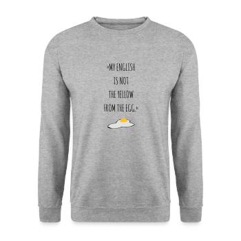 My English is not the Yellow from the Egg - Unisex Pullover - Weißgrau meliert - Vorne - Alina (178cm) & Michal (187cm)