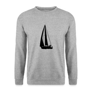 Segelboot Segelschiff - Unisex Pullover - Weißgrau meliert - Vorne - Alina (178cm) & Michal (187cm)