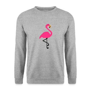 Flamingo PIxel Art - Unisex Sweatshirt - salt & pepper - Front - Alina (178cm) & Michal (187cm)