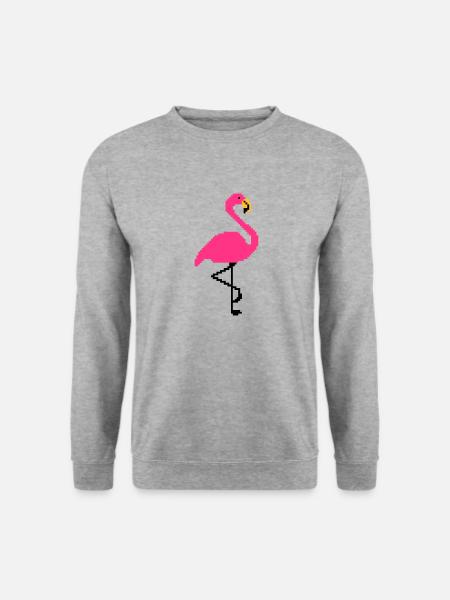 Flamingo PIxel Art - Sweat-shirt Unisexe - gris chiné