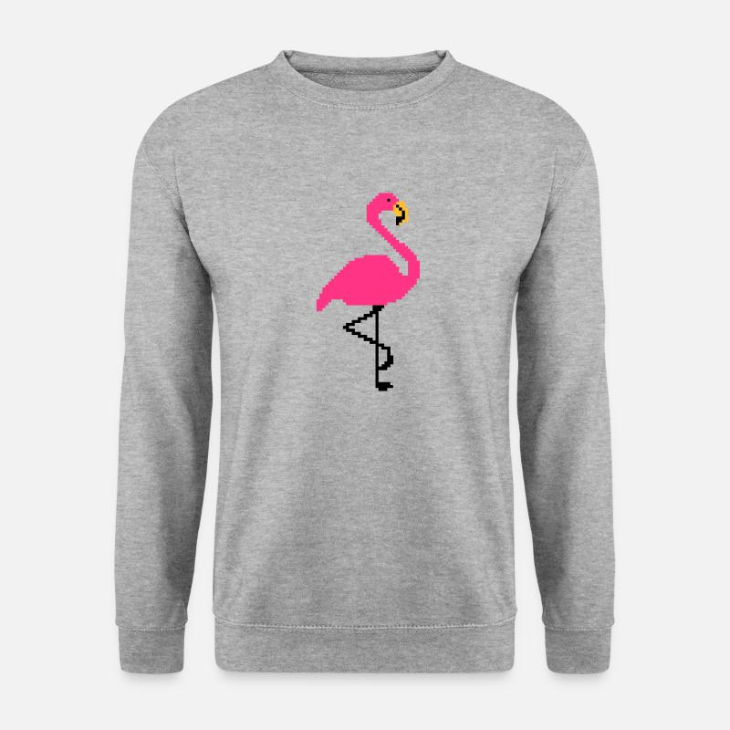 Flamingo PIxel Art - Sweat-shirt Unisexe - gris chiné