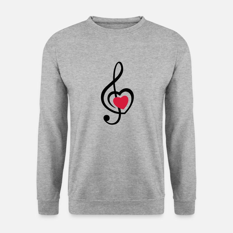 musik rote herz - Unisex Pullover - Weißgrau meliert