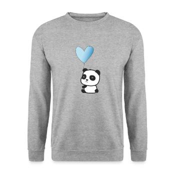 Panda bleu clair - Sweat-shirt Unisexe - gris chiné - Devant - Alina (178cm) & Michal (187cm)