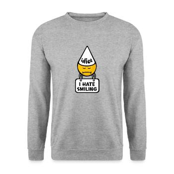 Smiley Shame Humiliation - Unisex Pullover - Weißgrau meliert - Vorne - Alina (178cm) & Michal (187cm)