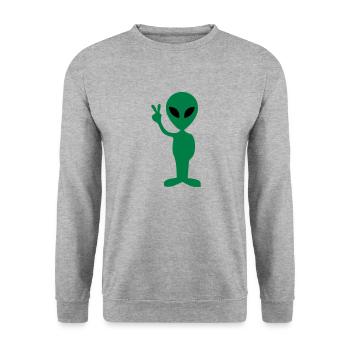 Alien Peace - Unisex Sweatshirt - salt & pepper - Front - Alina (178cm) & Michal (187cm)