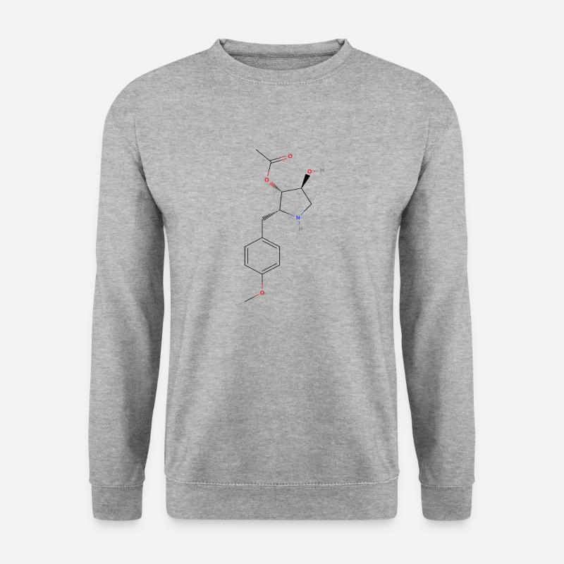 Anisomycin Molekül - Farbige Strukturformel - Unisex Pullover - Weißgrau meliert