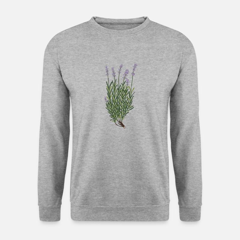 Lavendel botanische Zeichnung - Unisex Pullover - Weißgrau meliert
