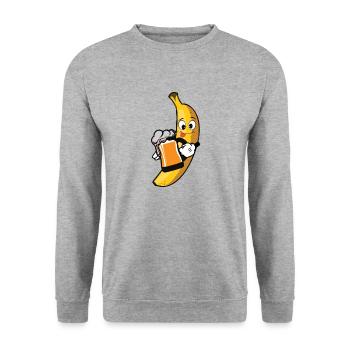 Witziges Bier Spruch Geschenk Banane Biernane - Unisex Pullover - Weißgrau meliert - Vorne - Alina (178cm) & Michal (187cm)