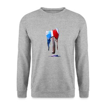 Axt - Unisex Pullover - Weißgrau meliert - Vorne - Alina (178cm) & Michal (187cm)