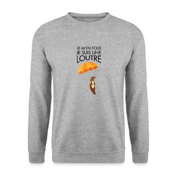Je M'en Fous Je Suis Une Loutre Parachute - Sweat-shirt Unisexe - gris chiné - Devant - Alina (178cm) & Michal (187cm)