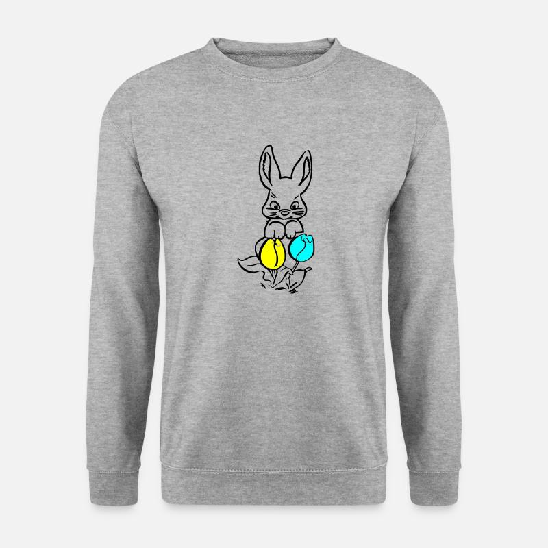 Häschen - Unisex Pullover - Weißgrau meliert