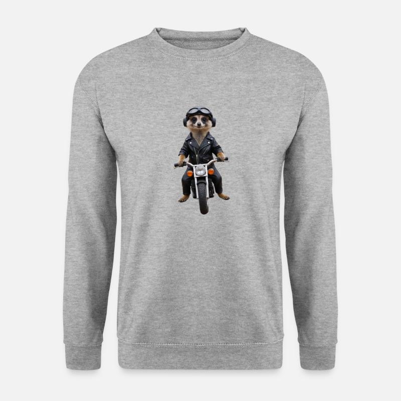 Biker Erdmännchen - Unisex Pullover - Weißgrau meliert