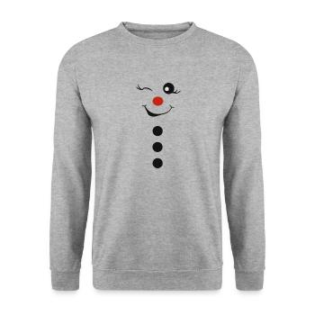 Bonhomme de neige souriant - Sweat-shirt Unisexe - gris chiné - Devant - Alina (178cm) & Michal (187cm)