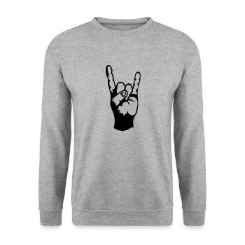 symbole hard rock signe 230723 - Sweat-shirt Unisexe - gris chiné - Devant - Alina (178cm) & Michal (187cm)