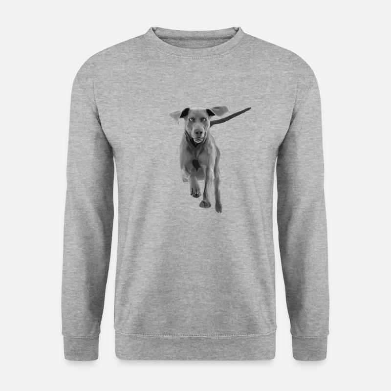 Hund Weimaraner springend - Unisex Pullover - Weißgrau meliert