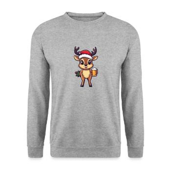 Bière de cerf Noël Noël - Sweat-shirt Unisexe - gris chiné - Devant - Alina (178cm) & Michal (187cm)