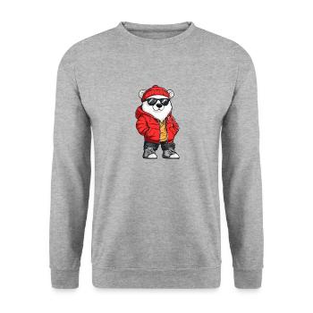 Polar Bear Cool Comic - Unisex Sweatshirt - salt & pepper - Front - Alina (178cm) & Michal (187cm)