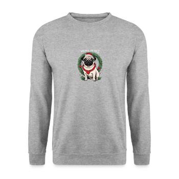Joyeux Carlin Noël Chien Père Noël Carlin Joyeux - Sweat-shirt Unisexe - gris chiné - Devant - Alina (178cm) & Michal (187cm)