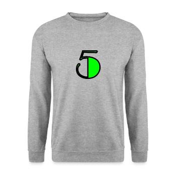 5. 5 JAHRE. 5-JÄHRIGES JUBILÄUM. GEBURTSTAG 5 JAHRE. 5 - Unisex Pullover - Weißgrau meliert - Vorne - Alina (178cm) & Michal (187cm)