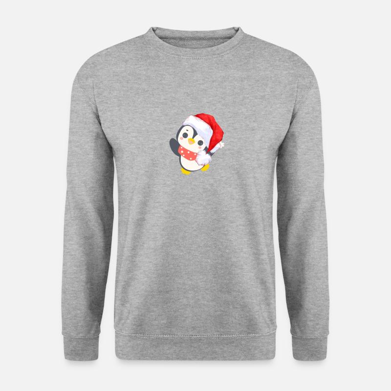 Weihnachts Pingu - Unisex Pullover - Weißgrau meliert