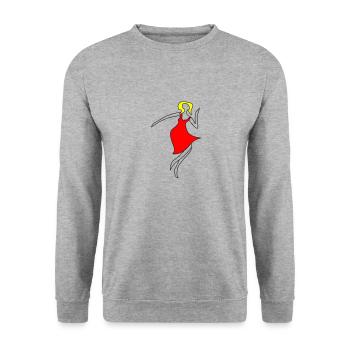 Tänzerin / Ballerina - mit anpassbaren Motivfarben - Unisex Pullover - Weißgrau meliert - Vorne - Alina (178cm) & Michal (187cm)