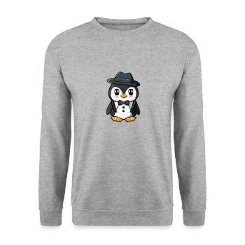 Penguin with hat - Unisex Sweatshirt - salt & pepper - Front - Alina (178cm) & Michal (187cm)