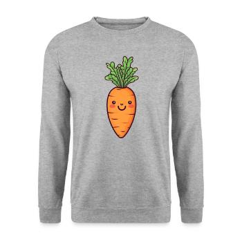Carotte Kawaii - Mignon design végétal - Sweat-shirt Unisexe - gris chiné - Devant - Alina (178cm) & Michal (187cm)