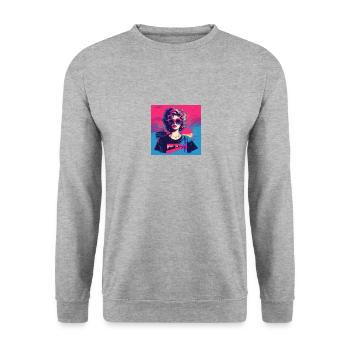 Femme des années 80 - Sweat-shirt Unisexe - gris chiné - Devant - Alina (178cm) & Michal (187cm)