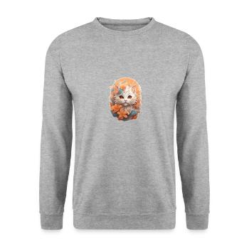 felino gatito - Unisex Sweatshirt - salt & pepper - Front - Alina (178cm) & Michal (187cm)