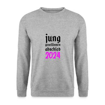 Junggesellinnenabschied 2024 Junggesellin - Unisex Pullover - Weißgrau meliert - Vorne - Alina (178cm) & Michal (187cm)