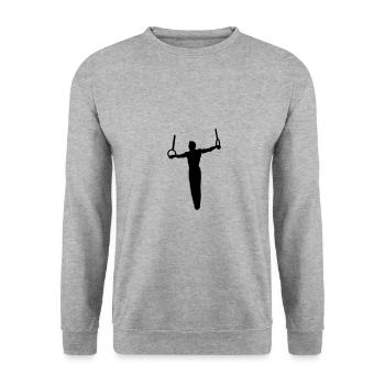 Turnen, Turner an Ringen - Unisex Pullover - Weißgrau meliert - Vorne - Alina (178cm) & Michal (187cm)