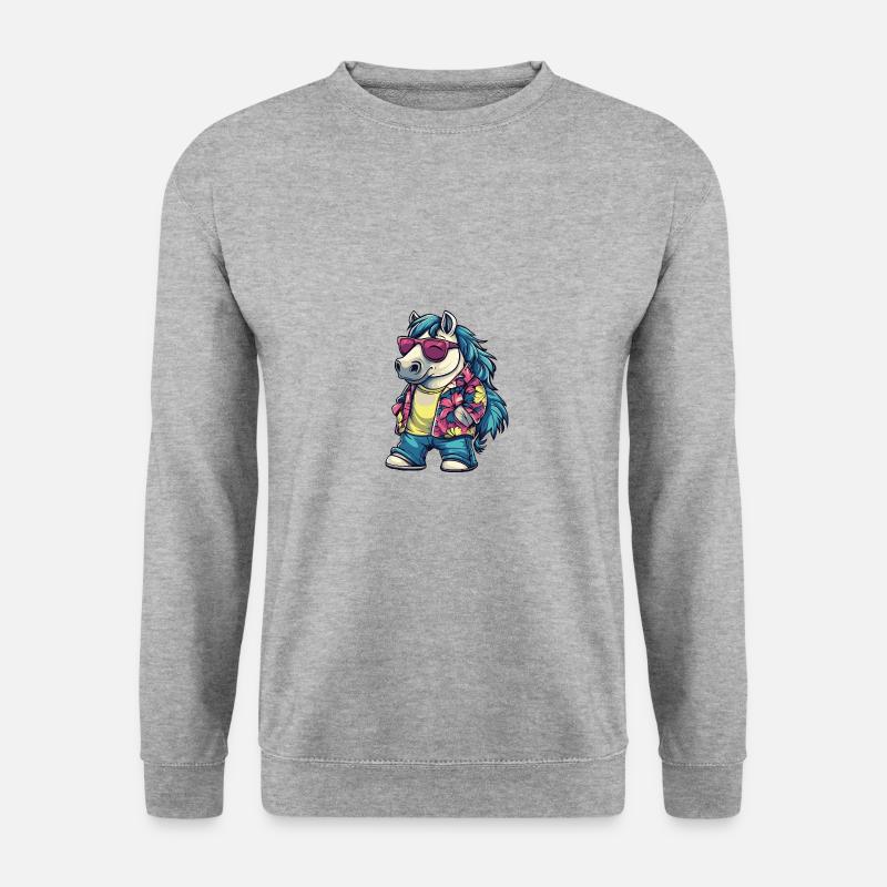 Vacances de bande dessinée de cheval - Sweat-shirt Unisexe - gris chiné