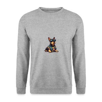 Doberman Chien Cool Été - Sweat-shirt Unisexe - gris chiné - Devant - Alina (178cm) & Michal (187cm)