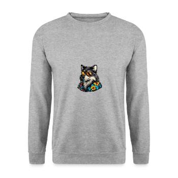 Wolf Comic Cool Sommer - Unisex Pullover - Weißgrau meliert - Vorne - Alina (178cm) & Michal (187cm)