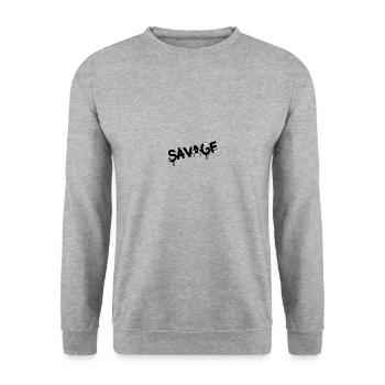 Savage! - Unisex Pullover - Weißgrau meliert - Vorne - Alina (178cm) & Michal (187cm)
