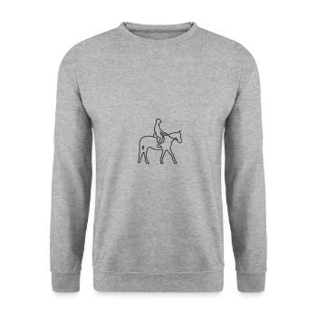 Rider with horse on riding arena as line art - Unisex Sweatshirt - salt & pepper - Front - Alina (178cm) & Michal (187cm)