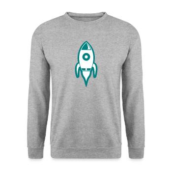 rakete rocket space shuttle ufo raumschiff mond - Unisex Pullover - Weißgrau meliert - Vorne - Alina (178cm) & Michal (187cm)